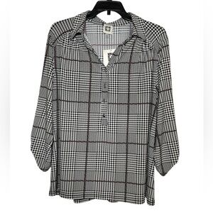 Anne Klein black printed blouse sz 1X